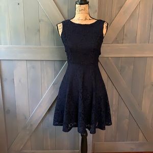 Navy Lace Fit and Flare junior dress by Speechless